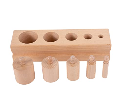 Image of Montessori Toys for Babies 6-12 Months Wooden Knob Log Mini-Cylinder Block Preschool Learning Baby Game Sensory Toys for Kids(3 Piece Set)