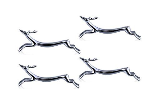 BMTick Apoya cubiertos plateado ‘Dancing Deer’ (Diseño de ciervo) para cuchillos, tenedores y cucharas (4 Unidades) Cover