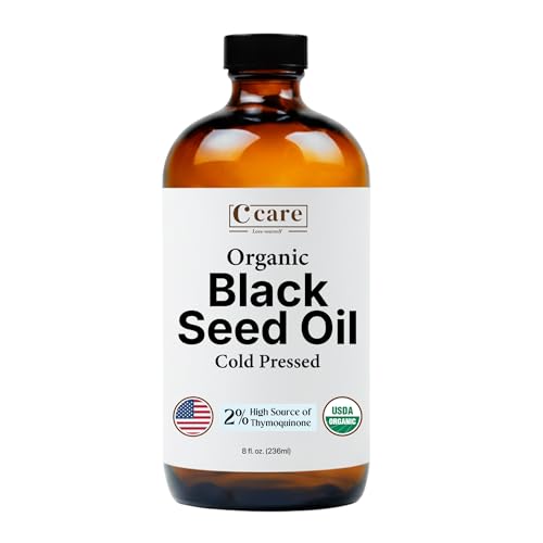 Black Seed Oil Organic Cold Pressed Unrefined Glass Bottle | USDA Certified Organic Black Cumin Seed...