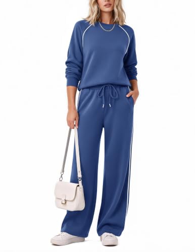 Ekoauer Lounge Sets for Women 2 Piece Matching Outfits Blue Small - image 5