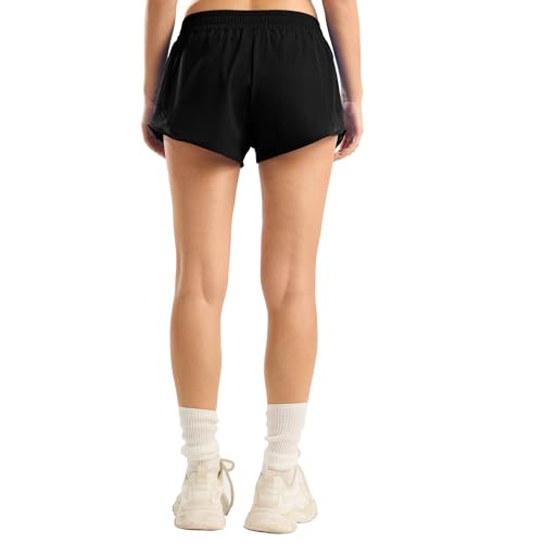 MCEDAR Women's Low Waisted Athletic Shorts 2.5"，Lightweight Active Workout Quick Dry Gym Running Sports Shorts Zip Pocket4