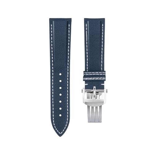 Bracelet montre cuir nylon bleu pour Breitling Avenger Navitimer Blackbird