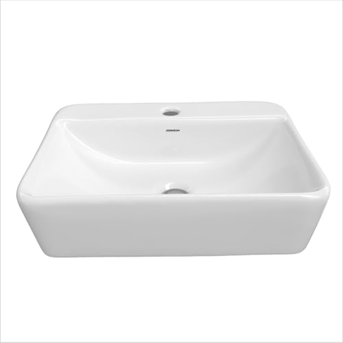 Image of Johnson Ruby Table Top Basin | 475x360x135mm | Ceramic Counter Top Basin for Bathroom, Dinning Hall | White | 10.5 Kg | 10 Years Warranty (P0414PW0022)