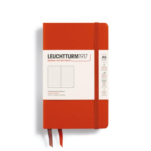 LEUCHTTURM1917 Carnet couverture rigide A6 187 pages numérotées rouge renard pointillé