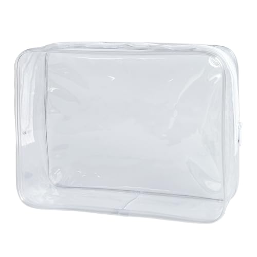 TotePrint wasserdichte PVC Kosmetiktasche - Reißverschluss Schminktasche für Damen & Herren Reiseorganisation 25x18x6 cm (Transparent)