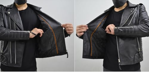 Image of Mens Leather Jacket - Biker Leather Jacket For Men - Lightweight Slim Mens Leather Motorcycle Jackets Black Real Lambskin