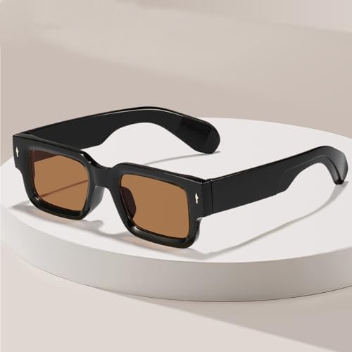 Image of IKANOO Square Thick Frame Sunglasses for Women Men Retro Rectangle Sunglasses Trendy Chunky Eyewear Black Shades
