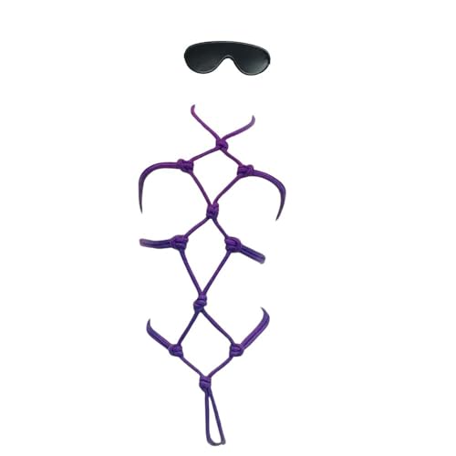 ボンテージ ハーネス 緊縛 拘束具 コスプレ セクシー ロープ 調教 SM 下着 過激 衣装 アイマスク セット 女王様 紐 (パープル) - 画像1