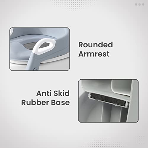 R-for-Rabbit-Hiltop-Step-Stool-Potty-Trainer-Seat-Ladder-Step-Up-Training-Stool-Non-Slip-Steps-Ladder-Adjustable-Foldable-for-Kids-Baby-Grey-White