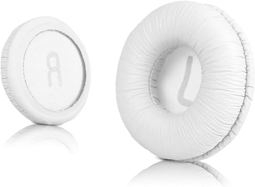 Image of Street27 Earpad Cushion Compatible with JBL C300SI, T250SI, T450, T460BT, T600, T500BT, 520BT Headphones, Frog Leather & Soft Memory Foam 70mm Ear Pads Cushions (White)