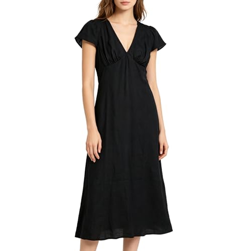 Robe d'été maxi en lin Amazhiyu robe de plage décontractée col en V pour femme