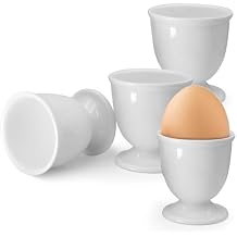 4 Pcs Ceramic Egg Stand Holders, Porcelain Egg Holders White Egg Cups for Soft Boiled Eggs in Kitchen, Restaurant for Breakfast and Party Dinning