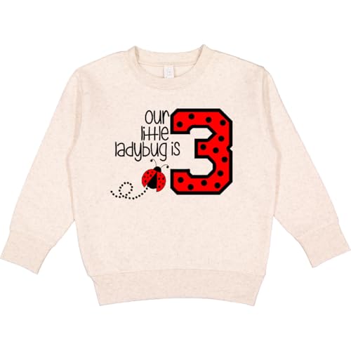 inktastic Our Little Ladybug Is 3 Toddler Sweatshirt 7 Natural Heather 3c7ed