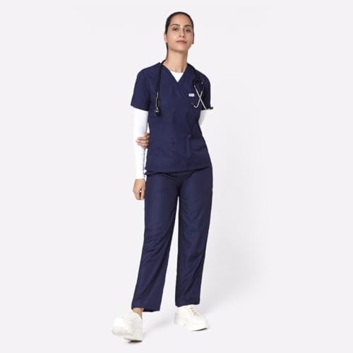 Image of KNYA Doctor Gift Set - Classic Women's Scrub Suit, Lab Coat & Scrub Cap | Medical Apparel Combo for Doctors, Nurses & Healthcare Professionals | Residency Starter Kit | Comes in a Premium Gift Box