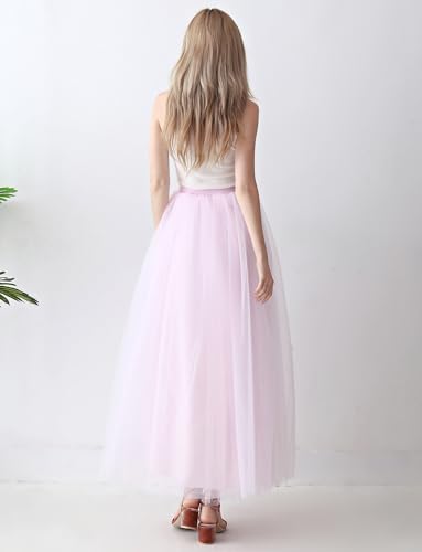 Womens A line Maxi Tulle Tutu Skirt for Prom Party Pink XL XXL3