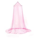 DAYSTART Mosquito Net Round Lace Curtain Dome Bed Canopy Netting for Single to King Size Beds,Camping (Rose Red)