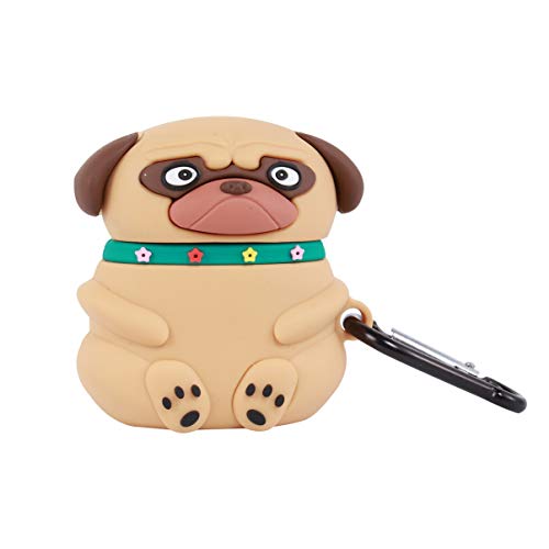 Hemobllo Silicone Wireless Earbuds Case Cover Cute Pug Shaped Headset Box Cover Shockproof