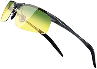 SUNGAIT HD Night Vision Polarized Sunglasses Anti Glare for Night Driving(Gunmetal Frame/Day&Night) 8177QKRY