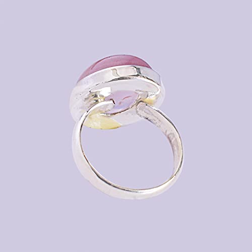 Bague en argent sterling massif 925 et quartz rose véritable de qualité - 6