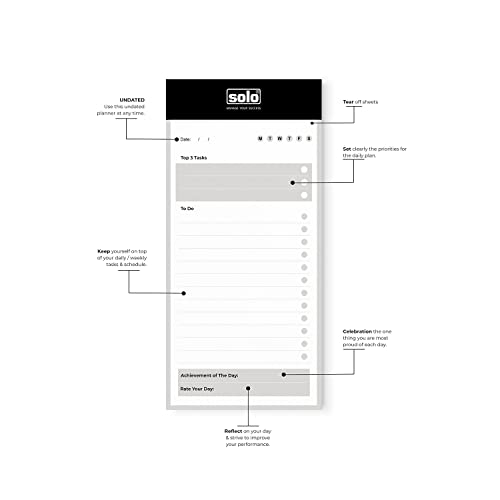 Image of SOLO Things To Do Pad A5 /B5 - 90 Tear-Off Undated Daily Planner Sheets, 80 GSM Thick Paper with Card Backing, Productivity Notepad for Work, School & Home Use (Set of 2)