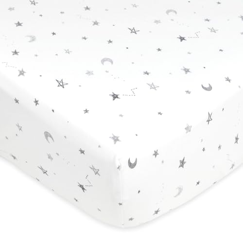 Image of American Baby Company 2 Pack Fitted Crib Sheets 52x28 inch, Gray Star & Zigzag | 100% Natural Cotton Crib and Toddler Bed Sheets, Soft, Breathable & Hypoallergenic, Gentle on Skin, Neutral for Boys & Girls