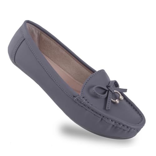 Image of CatBird Women's Slip-On Loafers | Cushioned Comfort Flats with Bow & Metal Detail | Lightweight Office & Casual Shoes | Anti-Slip Sole