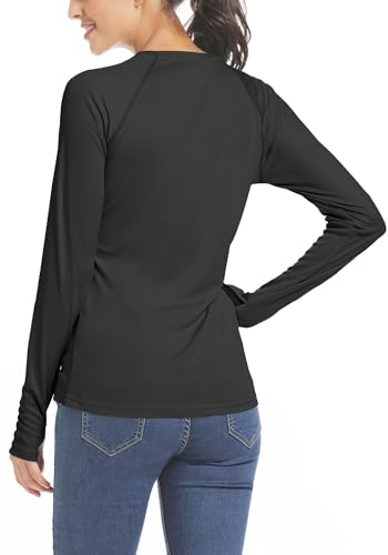 Image of Willit Women's UPF 50+ Sun Protection Shirt Long Sleeve SPF UV Shirt Hiking Outdoor Top Lightweight, Blue, Large