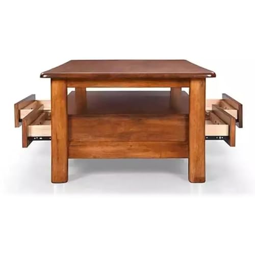 Image of Royaloak Texas American Wooden Center Table for Living Room | Solid Wood | Bottom Shelf for Added Storage | Modern Design with Durable Build | Ideal for Living Rooms | American-Inspired Aesthetic