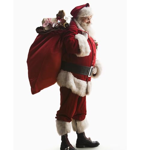 Costume Da Babbo Natale, Per Uomo Adulto Vestito Da Babbo Natale 7 Pezzi, Professionale Taglie Forti Vestito Di Natale...