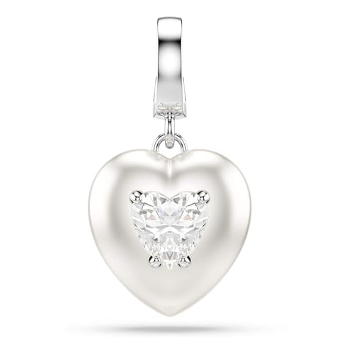 Swarovski Idyllia Charm, Verschiedene Schliffe, Perlfarbene Beschichtung, Herz, Weiß, Rhodiniert