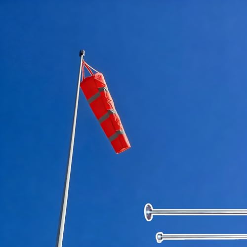 Windsock Outdoor with Stainless Steel Pole, High Visibility Wind Sock for Yard/Garden/Airport/Industrial, Weather-Resistant Wind Vanes(Red,L 2m/6.6ft)