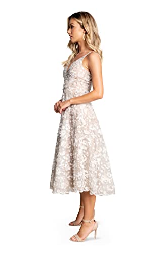 Dress the Population womens Elisa Sleeveless Plunge Neckline Fit and Flare Midi Dress - Image 3