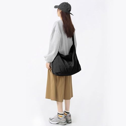 Image of Unisex Corduroy Hobo Shoulder Shopper Bag - Large, Everyday /Office /Travelling