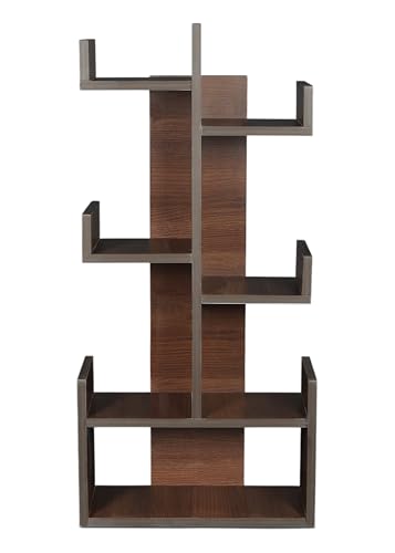 Image of Engineered Wood Bookshelf Multipurpose Home Decor Storage Rack Bookcase Showcase Organizer for Living Room Kitchen (Square 6 Shelf Bookrack) (Brown) DIY(Do-It-Yourself)