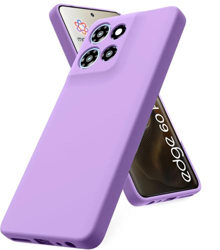 Image of DIZORO Microfiber Candy Case for Motorola Edge 60 Pro 5G Smooth Touch Cushion Liquid Soft Silicone Gel Rubber Phone Cases Non-Slip Full Body Protective Shockproof Back Cover - Lilac