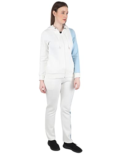 Image of Monte Carlo Womens Blend Poly Navy Blue Solid Hood Tracksuit