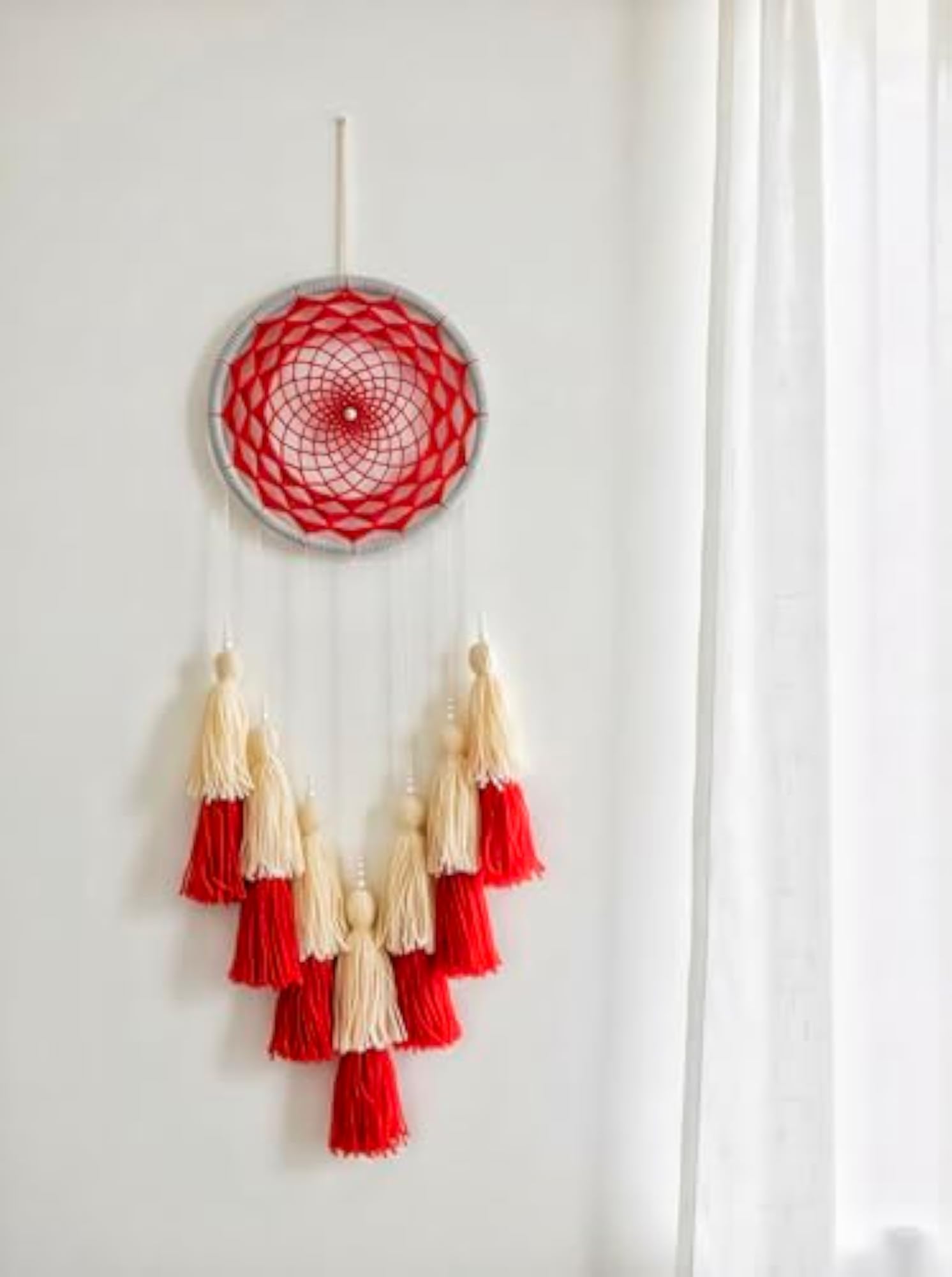Red & Beige Dream Catcher for Valentine's Day Gift