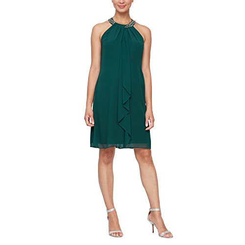 Image of S.L. Fashions Womens Jewel Halter Sheath Dress (Petite and Regular)
