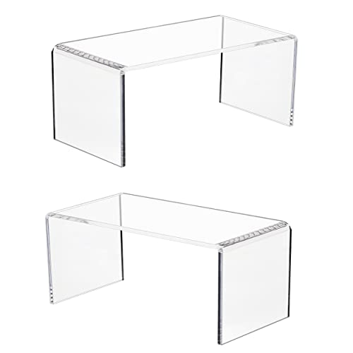 Jusalpha 2 PC Clear Acrylic Risers, Acrylic Display Risers Shelf Showcase Fixtures for Jewelry...