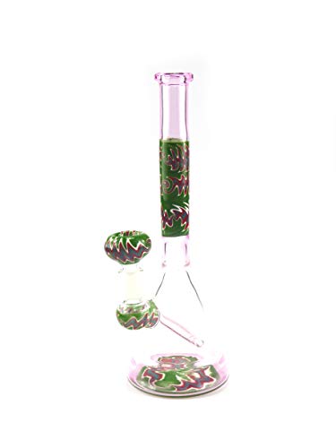 420QUEENZ Wig Wag Beaker Glas Bong Wasserpfeife 25 cm (Rosa) / Mundstück mit ca. 3,4 cm/Ø 9 cm Bong-Kollektion