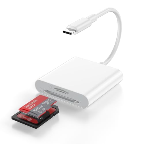USB C SD Card Reader for iPhone 17 16 15, USB Type C Dual Card Slots SD/TF Camera Memory Card Reader for iPhone 17 16 15 Pro Max 15 Plus/iPad Pro/MacBook Pro/Air Laptop Android, Plug & Play