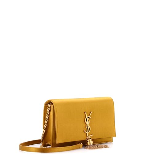 Saint Laurent, Pre-Loved Classic Monogram Tassel Chain Wallet Satin, Gold2