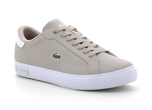 Lacoste Baskets Powercourt en cuir pour homme, Gris/blanc, 43 EU