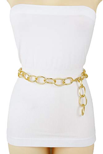 TFJ Women Fashion Belt Hip High Waist Gold Metal Chain Links Charm Size M L XL4