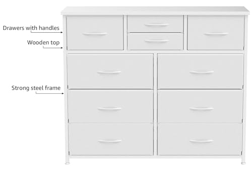 LUMTOK-10-Drawer-Dresser-Fabric-Storage-Dressers-Drawers-for-Bedroom-Hallway-Nursery-Closets-Steel-Frame-Wood-Top-Easy-Pull-Handle-White LUMTOK 10 Drawer Dresser Fabric Storage Dressers Drawers for Bedroom Hallway Nursery Closets Steel Frame Wood Top Easy Pull Handle White