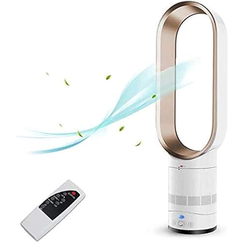 ZLZNX Tower Fans for Silent Bladeless Floor-standing Negative Ions Safety Air Leafless Fan with Remote and Oscillating for Home Bedroom Office,Gold Cover