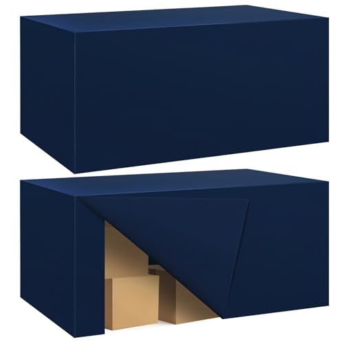 Ascoza 2 Pack Fitted Tablecloth for 6 Foot Rectangle Tables 72 x 30 Inch Navy Table Covers Water Resistant Polyester Table Cloth for Wedding, Parties,Display, Trade Show (Navy)