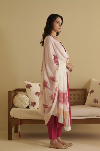 Image of ANNI Designer Women's Rayon Viscose Straight Embroidery Kurta with Pant & Dupatta | Elegant Ethnic Suit Set for Women Kurti Pant Set with Printed Dupatta | Comfortable Outfit