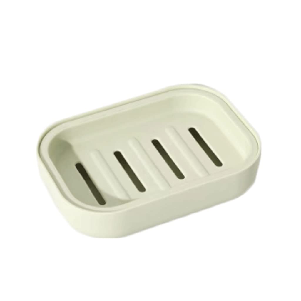 Soap Dish， Simple Countertop Soap Container Drainable Soap Dish Plastic Soap Case Box Saver with lid Soap Case Front and Back Dual-use Easy to wash(Green)