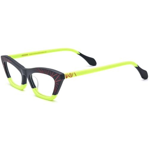Image of HEPIDEM Multicolor Acetate Glasses Frame Women Cat Eye Eyeglasses Men Optical Spectacles 9291